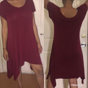 Maroon flow-e T-shirt dress